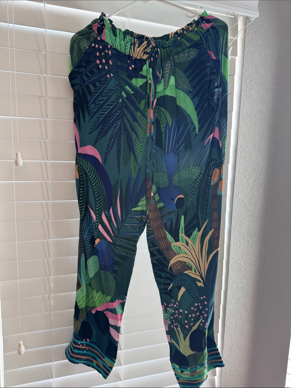FARM Rio for Anthropologie Parrot Print Ankle Pants